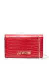 love moschino - Pochette in pelle sintetica rossa effetto coccodrillo