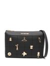 love moschino - Borsa a tracolla in pelle sintetica nera con inserti oro