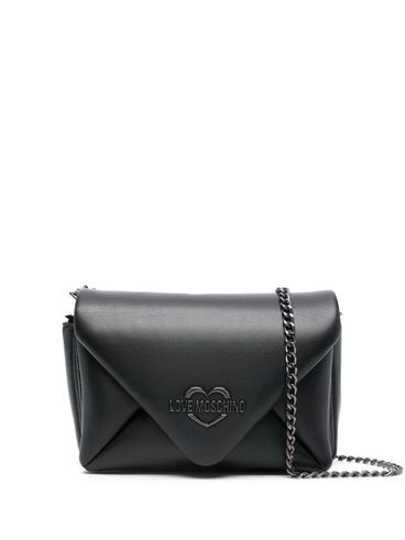 LOVE MOSCHINO - Pochette in ecopelle nera con tracolla a catena