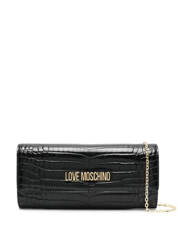 LOVE MOSCHINO - Pochette nera in pelle sintetica effetto coccodrillo