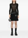 liu jo - Black mini skirt with leather inserts and buckles - 4