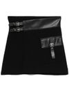 liu jo - Black mini skirt with leather inserts and buckles