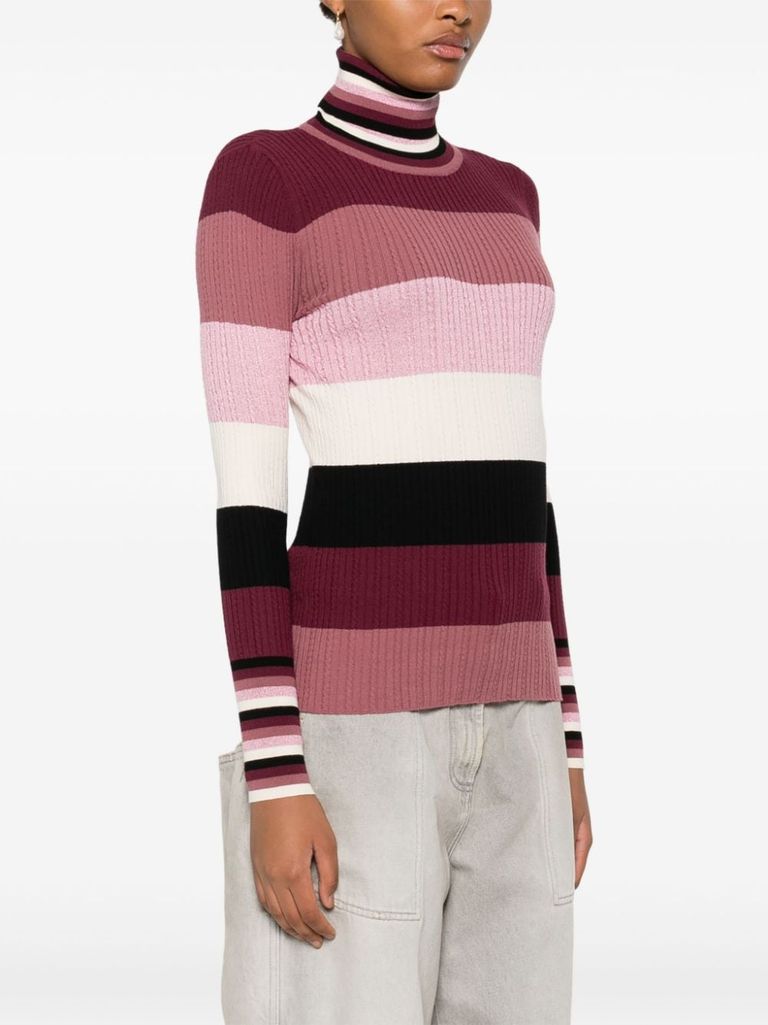 Multicolored striped turtleneck sweater