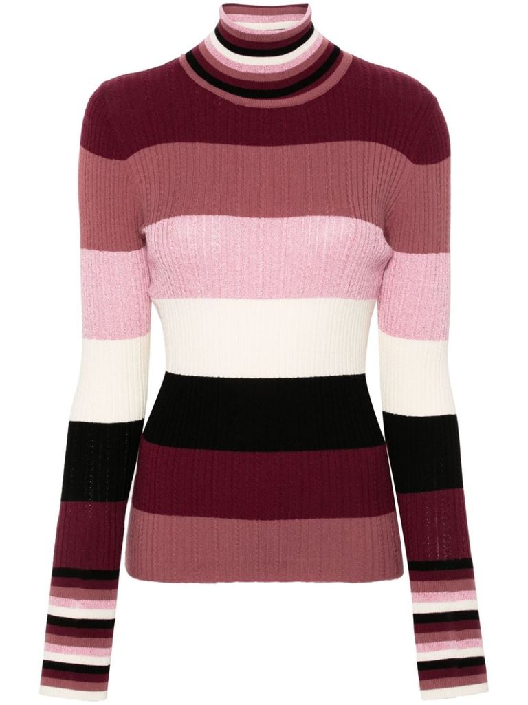 Multi colored striped turtleneck best sale