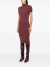 liu jo - Burgundy midi dress with silver brooch - 1