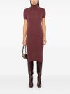 liu jo - Burgundy midi dress with silver brooch - 4