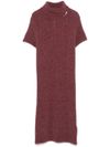 liu jo - Burgundy midi dress with silver brooch