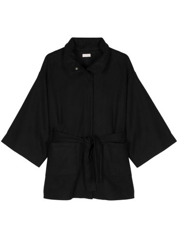 LIU JO - Cappotto corto nero con cintura e tasche