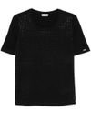 liu jo - T-shirt in cotone nero con strass