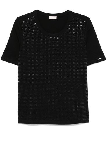 LIU JO - T-shirt in cotone nero con strass