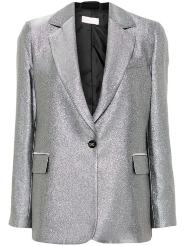 LIU JO - Blazer argento monopetto effetto lurex