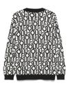 liu jo - Black and white wool blend cardigan with logo - 1