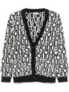 liu jo - Black and white wool blend cardigan with logo