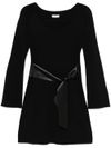 liu jo - Short black dress with synthetic leather belt