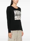 liu jo - T-shirt in cotone nero con logo frontale - 1