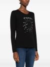 liu jo - T-shirt in cotone nero con strass - 4