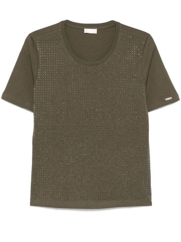 LIU JO - T-shirt in cotone verde con strass