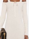 twinset - Long beige wool-blend dress with a slit - 4