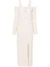 twinset - Long beige wool-blend dress with a slit