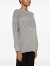 twinset - Gray crewneck sweater with rhinestones - 4