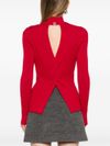 twinset - Maglia rossa a costine cut-out - 3