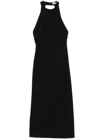 TWINSET - Black midi dress with a slit at the back