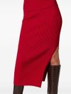 twinset - Red ribbed midi skirt with a slit - 2