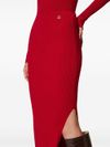 twinset - Red ribbed midi skirt with a slit - 4