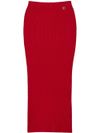 twinset - Red ribbed midi skirt with a slit