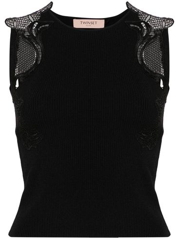 TWINSET - Black ribbed fitted top