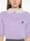 twinset - Short lilac top with pocket and lace collar - 2