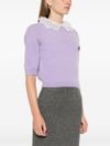 twinset - Short lilac top with pocket and lace collar - 3