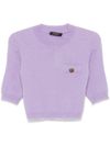 twinset - Short lilac top with pocket and lace collar