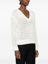 twinset - White knitted sweater with a V-neckline - 2