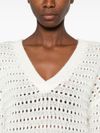 twinset - White knitted sweater with a V-neckline - 3