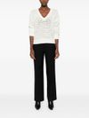 twinset - White knitted sweater with a V-neckline - 4