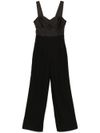 twinset - Long black jumpsuit with rhinestones and satin top