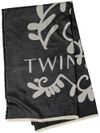 twinset - Light gray scarf with print and logo