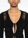 twinset - Black ribbed cardigan with lace - 1