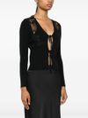 twinset - Black ribbed cardigan with lace - 3