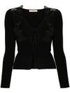 twinset - Black ribbed cardigan with lace