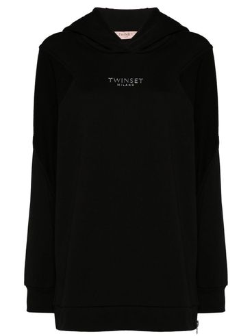 TWINSET - Black cotton sweatshirt with side zips