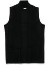 twinset - Black vest with fringes