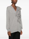 twinset - Gray sweater with an appliqué flower - 2