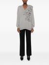 twinset - Gray sweater with an appliqué flower - 3