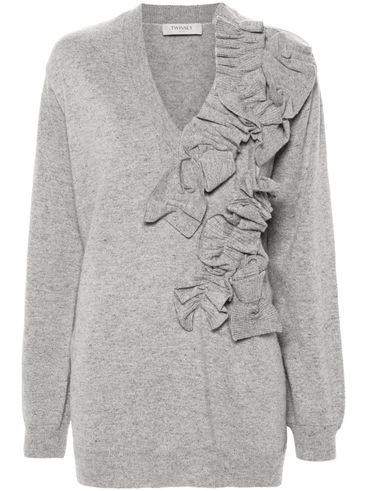 TWINSET - Gray sweater with an appliqué flower