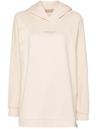 TWINSET - White cotton sweatshirt with side zippers