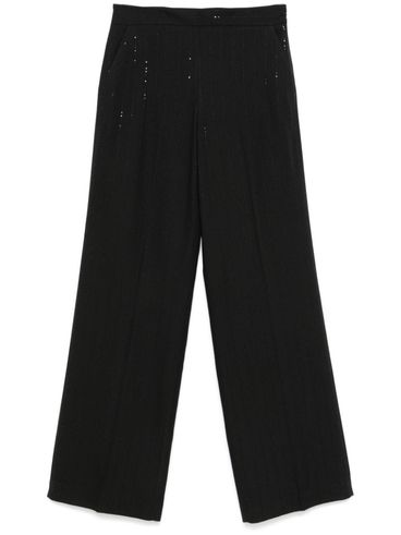 TWINSET - Black wide-leg pants with rhinestones