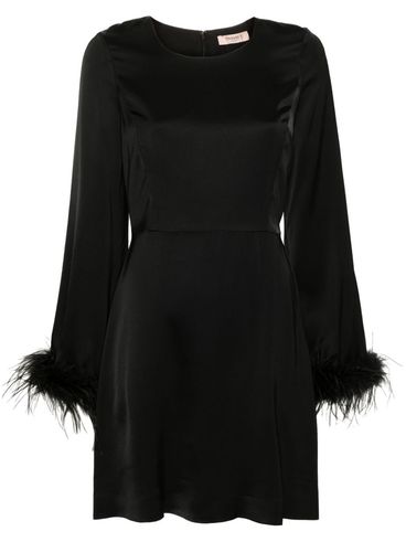 TWINSET - Short black dress with feathers