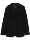 twinset - Black single-breasted blazer with rhinestones